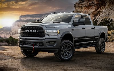 Ram 2500 Power Wagon, 4k, desert, 2025 cars, offroad, tuning, White Ram 2500, 2025 Ram 2500, american cars, Ram