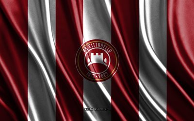 4k, als cittadella  logo, serie b, rote weiße seidenstruktur, als cittadella  flagge, italienischer fußballverein, fußball, seidenflagge, als cittadella emblem, italien, als cittadella  abzeichen, als cittadella