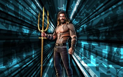 4k, arthur curry, fondo de rayos azules, piel abstrakt, arthur curry fortnite, arte abstracto, piel de curry fortnite arthur curry, personajes de fortnite, fortnita, arte creativo