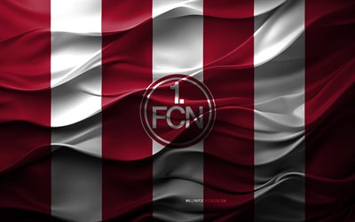 4k, شعار fc nurnberg, burgundy white 3d الخلفية, 2 البوندسليجا, fc nurnberg emblem, فريق كرة القدم الألماني, fc نورنبرغ العلم, الملمس ثلاثي الأبعاد, ألمانيا, fc nurnberg, كرة القدم, نورنبرغ