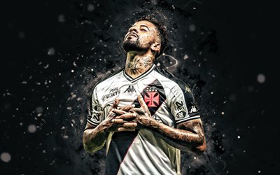 Paulinho, 4k, white neon lights, Vasco da Gama, Brazilian Serie A, Brazilian footballers, Paulinho 4K, football, soccer, Vasco da Gama FC, CR Vasco da Gama, Paulinho Vasco da Gama