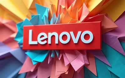 lenovo origami 3d  logo, lenovo, buntes papierhintergrund, lenovo  logo, origami  kunst, lenovo paper logo