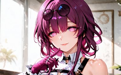 Kafka, 4k, close-up, Honkai Star Rail, purple eyes, anime characters, manga, Honkai Star Rail characters, Kafka Honkai Star Rail