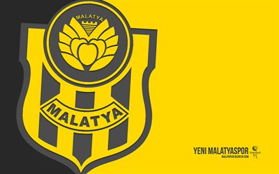 yeni malatyaspor 로고, 4k, 노란색 배경, 탄소 예술, yeni malatyaspor emblem, 터키 축구 클럽, tff 1 리그, 칠면조, yeni malatyaspor, 축구