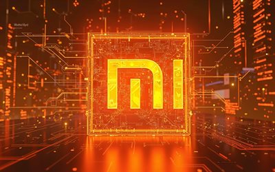 xiaomi orange  logo, 4k, oranssi neonvalo, röntgenkuva, korkealaatuinen, xiaomi  logo, oranssi hi tech realistinen tausta, xiaomi  tunnus, xiaomi