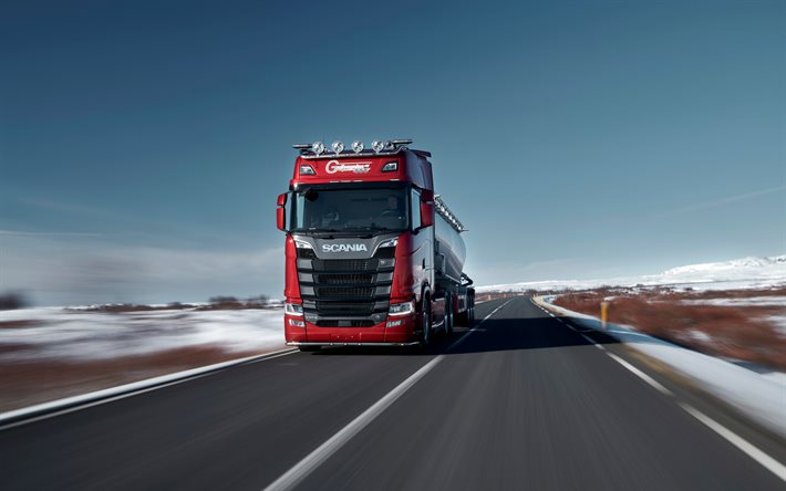 scania 730 s, 4k, winter, 2024 lkws, lkw, tankwagen, frachttransport, autobahn, 2024 scania 730 s, scania