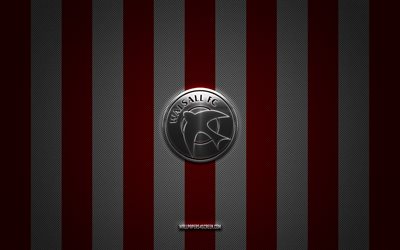 Walsall FC logo, English football club, League Two, red white carbon background, Walsall FC emblem, football, Walsall FC, England, Walsall