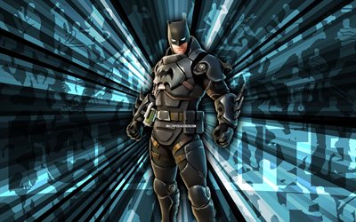 4k, batman cero blindado, fondo de rayos azules, piel blindada de batman zero, batman zero fortnite blindado, arte abstracto, fortnite blinded batman zero skin, personajes de fortnite, fortnita, arte creativo