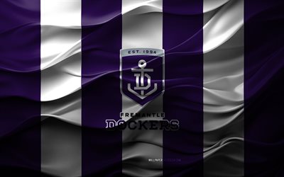 4k, Fremantle Dockers logo, blue white 3D background, Fremantle Dockers emblem, AFL, Australian rules football team, Fremantle Dockers flag, 3D texture, Fremantle Dockers, Australia, Australian rules football