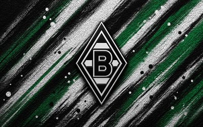 Borussia Monchengladbach grunge logo, grunge background, Borussia Monchengladbach emblem, Borussia Monchengladbach logo, Borussia Monchengladbach sign, Bundesliga, Germany, football, Borussia Monchengladbach