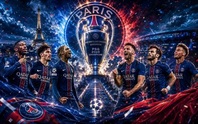 Paris Saint-Germain, 2026 Champions League winner, PSG, 2026 Champions League, PSG football players, Paris Saint-Germain logo, PSG winner, Champions League, football, Champions League trophy, Paris, France, Ousmane Dembele