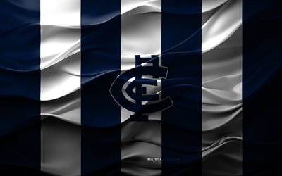 4k, Carlton Blues logo, blue white 3D background, Carlton Blues emblem, AFL, Australian rules football team, Carlton Blues flag, 3D texture, Carlton Blues, Australia, Australian rules football