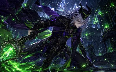 Malleus Draconia, 4k, castle, manga, Twisted Wonderland, darkness, Mareusu Dorakonia, Twisted Wonderland characters, Malleus Draconia Twisted Wonderland