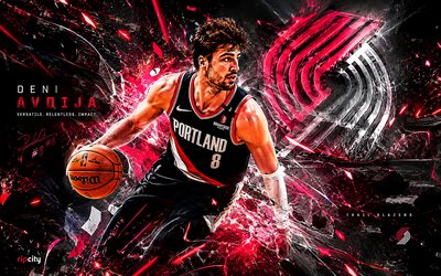 Deni Avdija, 4k, red black futuristic background, Portland Trail Blazers, NBA, american basketball players, Deni Avdija 4K, basketball, Deni Avdija Art, Deni Avdija Portland Trail Blazers