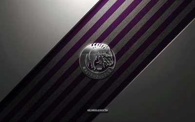Keciorengucu logo, 4k, steel background, Turkish football club, purple white lines, Keciorengucu emblem, TFF 1 Lig, Keciorengucu, Turkey, football, Keciorengucu metal logo, Keciorengucucrest