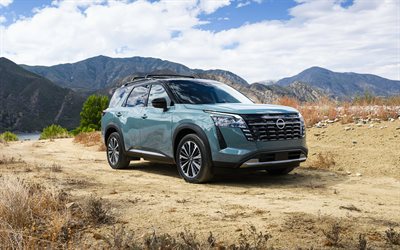 Nissan Pathfinder Platinum AWD, 4k, offroad, 2026 cars, SUVs, Nissan Pathfinder, mountains, 2026 Nissan Pathfinder, japanese cars, Nissan