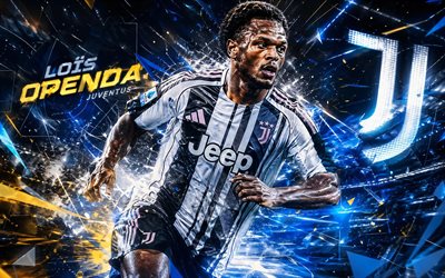 Lois Openda, Juventus FC, fan art, white abstract digital background, Lois Openda Juventus FC, creative art, Juventus FC logo, Lois Openda Juventus, football, Juventus