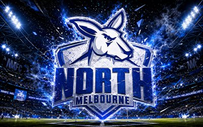 North Melbourne abstract logo, 4k, stadium, spotlights, AFL, australian football, creative, Australian Football League, North Melbourne logo, North Melbourne Football Club, australian football team, North Melbourne