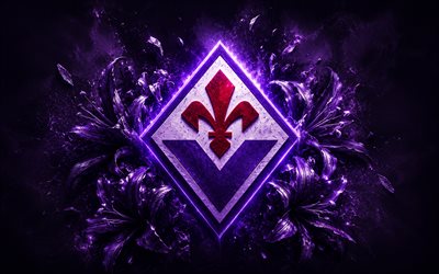 ACF Fiorentina, 4k, burgundy background, Italian football club, ACF Fiorentina logo, purple lilies, ACF Fiorentina emblem, ACF Fiorentina sign, Fiorentina, Italy, football, Fiorentina logo