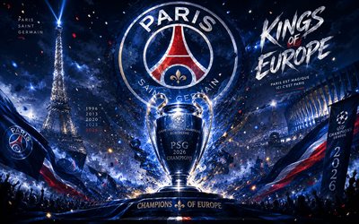 Paris Saint-Germain, Kings of Europe, 2026 Champions League winner, PSG, 2026 Champions League, Paris Saint-Germain logo, PSG winner, Champions League, football, Champions League trophy, Paris, France