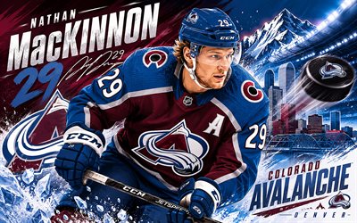 4k, Nathan MacKinnon, vector art, Colorado Avalanche, NHL, hockey, Nathan MacKinnon 4K, Colorado Avalanche logo, fan art, Nathan MacKinnon Colorado Avalanche