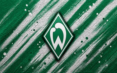 SV Werder Bremen logo, 4k, green white paint background, SV Werder Bremen, German football club, SV Werder Bremen emblem, Bundesliga, Germany, Werder Bremen