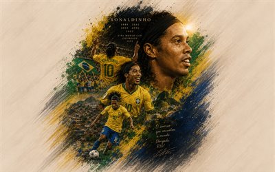 Ronaldinho, Brazilian footballer, sports legends, Brazil national football team, creative art, Ronaldo de Assis Moreira, football, Ronaldinho Brazil national football team, Brazil