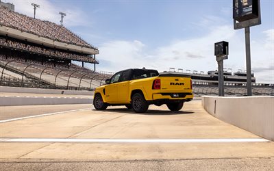 2027, Ram 1500 Rumble Bee SRT, 4K, rear view, exterior, Ram 1500 tuning, yellow Ram 1500 2027, American cars, Ram