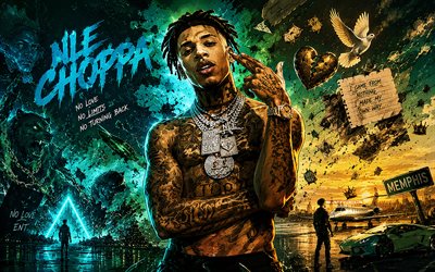 4k, NLE Choppa, grunge art, american rappers, music stars, american singers, Bryson Lashun Potts, NLE Choppa art, creative, NLE Choppa 4K