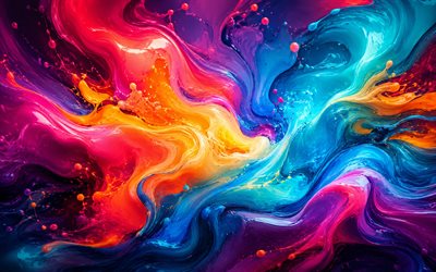 4k, colorful curves, abstract liquid art, abstract waves, paint splashes, colorful abstraction, colorful abstract waves, abstract wavy background, abstract curves, artwork, abstract backgrounds
