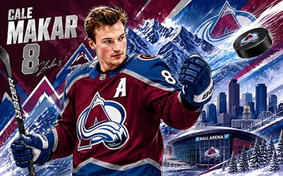 4k, Cale Makar, vector art, Colorado Avalanche, NHL, hockey, Cale Makar 4K, creative, Colorado Avalanche logo, fan art, Cale Makar Colorado Avalanche