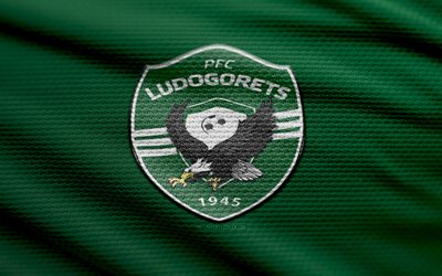 ludogorets fc fabric logo, 4k, contexte de tissu vert, parva liga, bokeh, football, ludogorets fc logo, ludogorets fc emblem, cska sofia, bulgarie, pfc ludogorets razrad, club de football bulgare, ludogorets fc