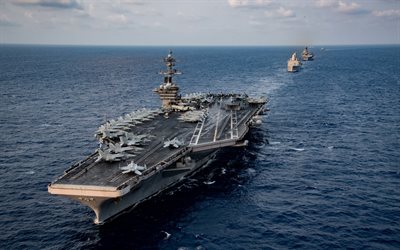 4k, USS Theodore Roosevelt, CVN-71, American nuclear-powered aircraft carrier, US Navy, Nimitz-class, aircraft carriers, United States Navy, Pacific Ocean, American warships