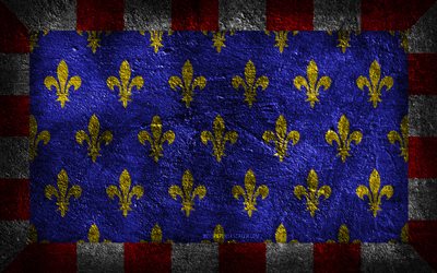 4k, Touraine flag, French province, stone texture, Flag of Touraine, stone background, Provinces of France, Day of Touraine, grunge art, Touraine province, French national symbols, Touraine, France
