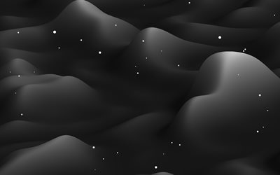 black 3D waves, 3D textures, black wavy backgrounds, waves textures, background with waves, 3D waves, black abstract backgrounds, waves patterns, 3D art