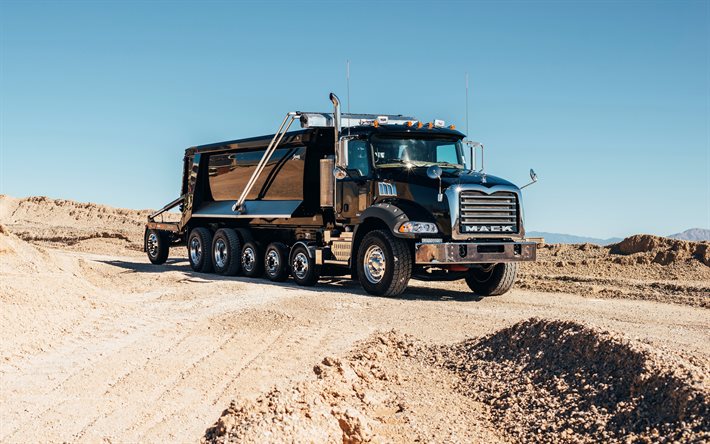 mack granite 6x4 dump truck, 4k, lkw, 2010 kuorma-autot, rahtikuljetukset, kippiautot, 2010 mack granite, kuorma-autot, amerikkalaiset kuorma-autot, mack
