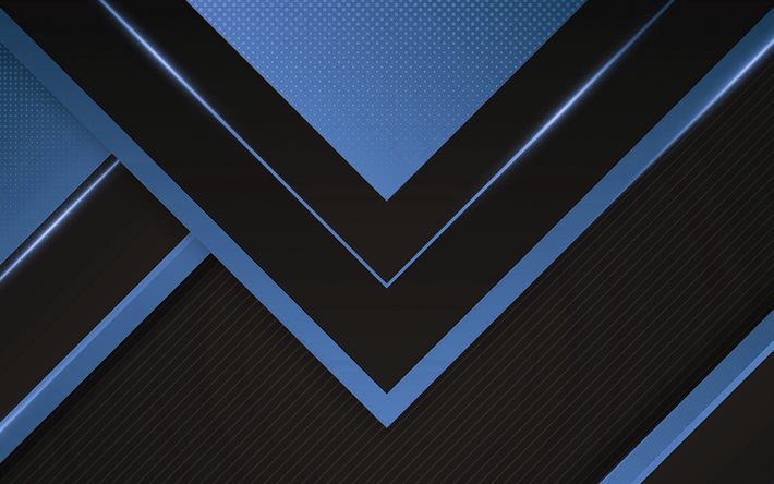 black and blue, down arrow, geometric shapes, abstract pictures, material design, black blue backgrounds, arrows, geometric art, creative