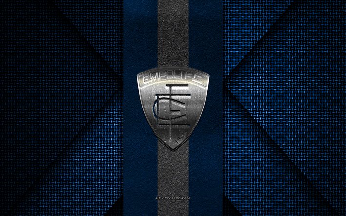 empoli fc, serie a, textura tejida azul blanca, logotipo de empoli fc, club de fútbol italiano, emblema de empoli fc, fútbol, empoli, italia