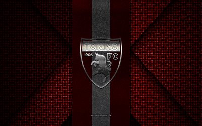 torino fc, serie a, texture tricotée blanche rouge, logo torino fc, club de football italien, emblème torino fc, football, turin, italie
