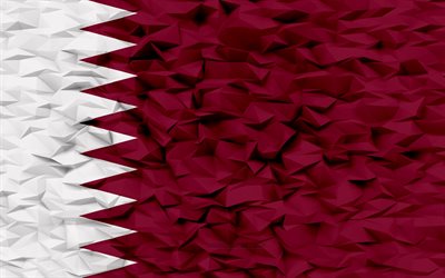 카타르의 국기, 4k, 3d 다각형 배경, 카타르 국기, 3d 다각형 텍스처, 카타르의 날, 3차원, 카타르, 기, 카타르 국가 상징, 3d 아트, 아시아 국가