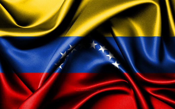 venezolanische flagge, 4k, südamerikanische länder, stoffflaggen, tag venezuelas, flagge venezuelas, gewellte seidenflaggen, venezuela-flagge, südamerika, venezolanische nationalsymbole, venezuela