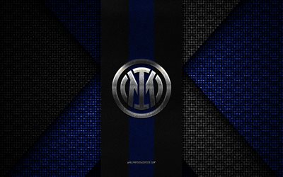 Inter Milan, Serie A, blue black knitted texture, Inter Milan logo, Italian football club, Inter Milan emblem, football, Milan, Italy, Internazionale logo, Inter
