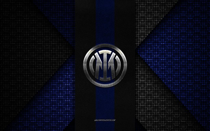 Inter Milan, Serie A, blue black knitted texture, Inter Milan logo, Italian football club, Inter Milan emblem, football, Milan, Italy, Internazionale logo, Inter