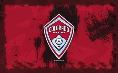 Colorado Rapids grunge logo, 4k, MLS, purple grunge background, soccer, Colorado Rapids emblem, football, Colorado Rapids logo, american soccer club, Colorado Rapids FC