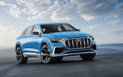 Audi Q8 Concepto de 2017, autos, crossovers, azul Audi