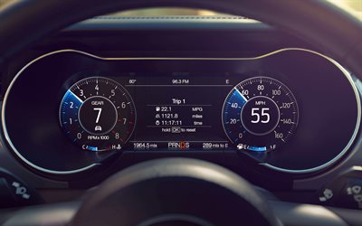 Ford Mustang, dashboard, 4k, 2018 cars, supercars, Ford