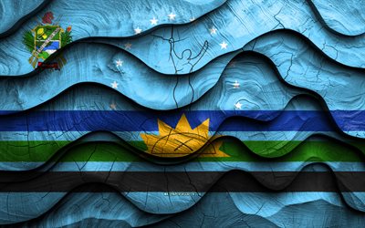 4k, monagas flagga, stater i venezuela, trä 3d vågor flaggor, monagas dag, venezuela, monagas träflagga, delstaten barinas, venezuelas stater, monagas