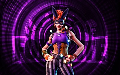 lapin lune fortnite, 4k, fond spirale violette, fortnite, créatif, skin lapin lune, skin fortnite lapin lune, lune de lapin, personnages fortifiés