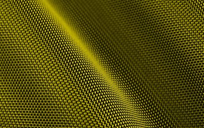 fondo de tela amarilla, 4k, texturas de tela ondulada, texturas 3d, tela amarilla, de cerca, fondos de tela, tela ondulada