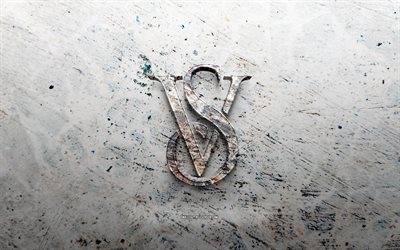 logo en pierre de victoria's secret, 4k, fond de pierre, logo victoria’s secret 3d, marques, créatif, logo victoria’s secret, grunge art, le secret de victoria